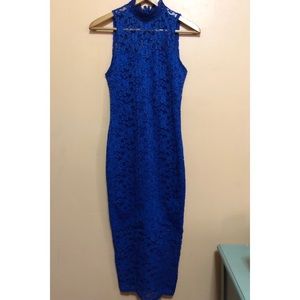 Long Sleeveless Crochet Dress (Blue)